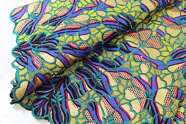 Vlisco Lace Fabric | Vlisco Fabric With Lace | Empire Textiles.